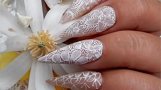 Lace Wedding Nail Art